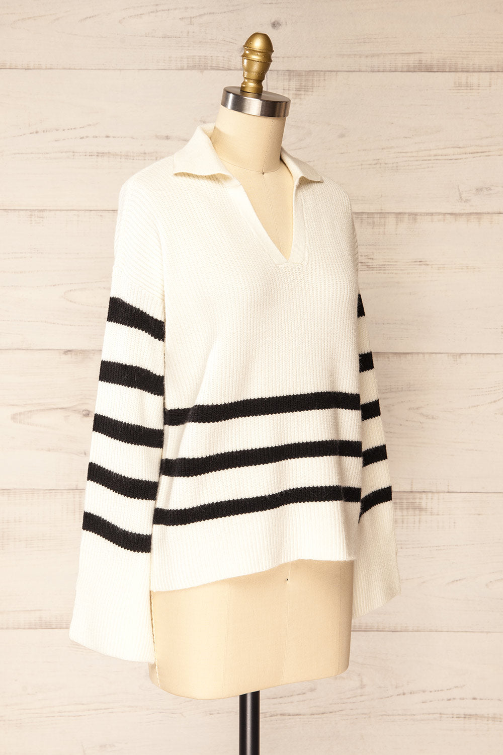 Edmunds Striped Sweater w/ V-Neck | La petite garçonne side view