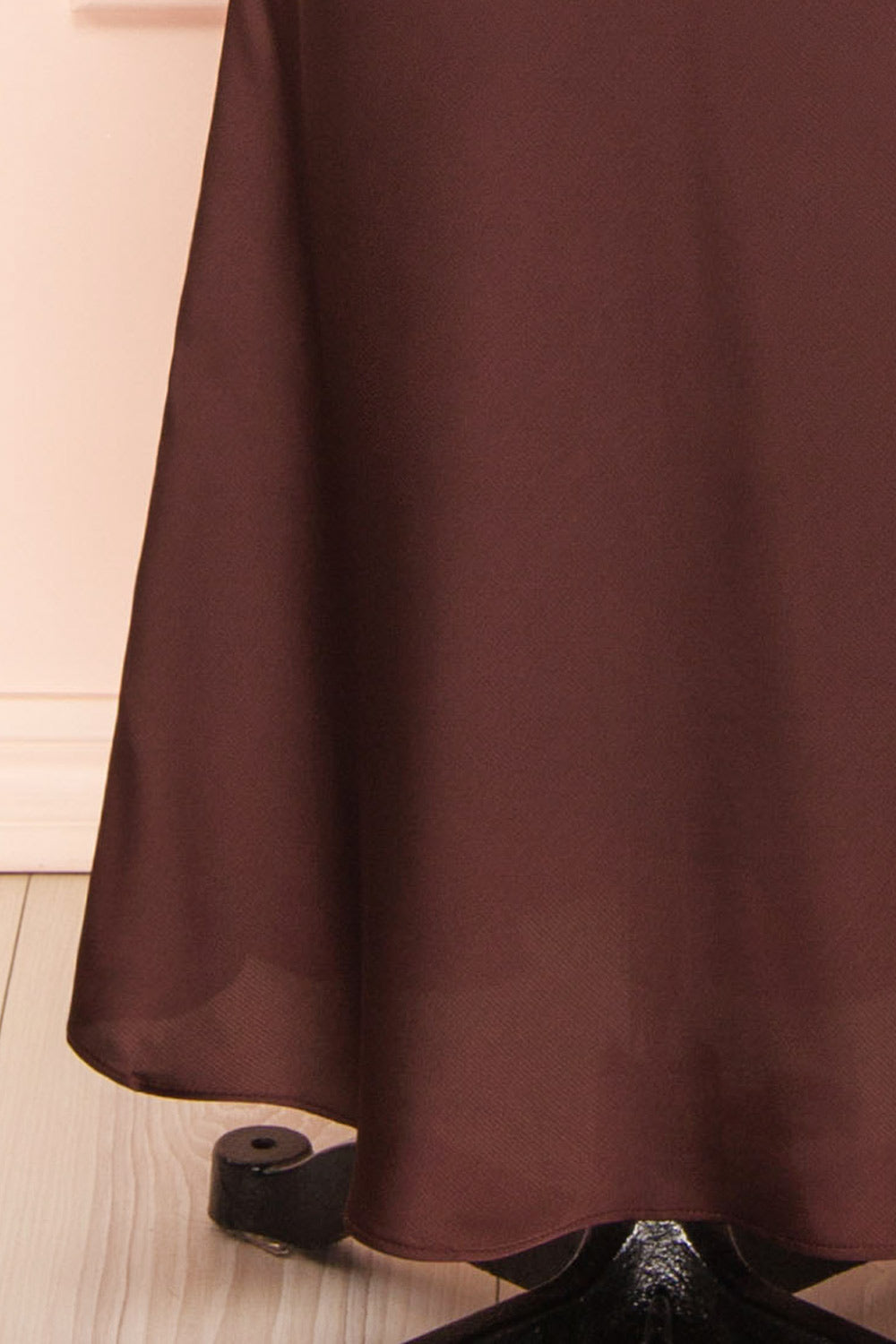 Edna Brown Maxi Satin Dress w/ Open Back | Boutique 1861 bottom