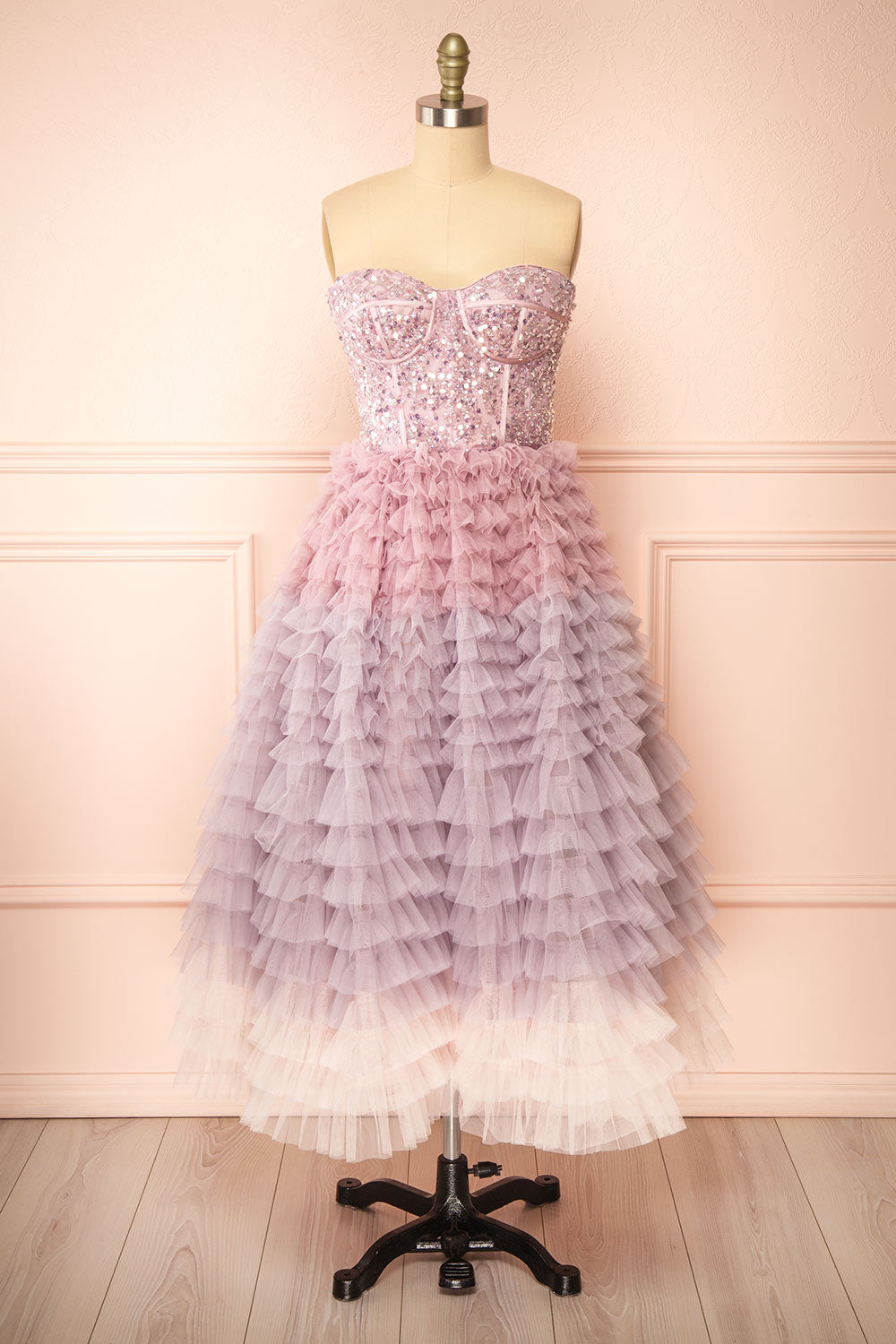 Effy Midi Gown w/ Sequin Corset Top | Boutique 1861 front view