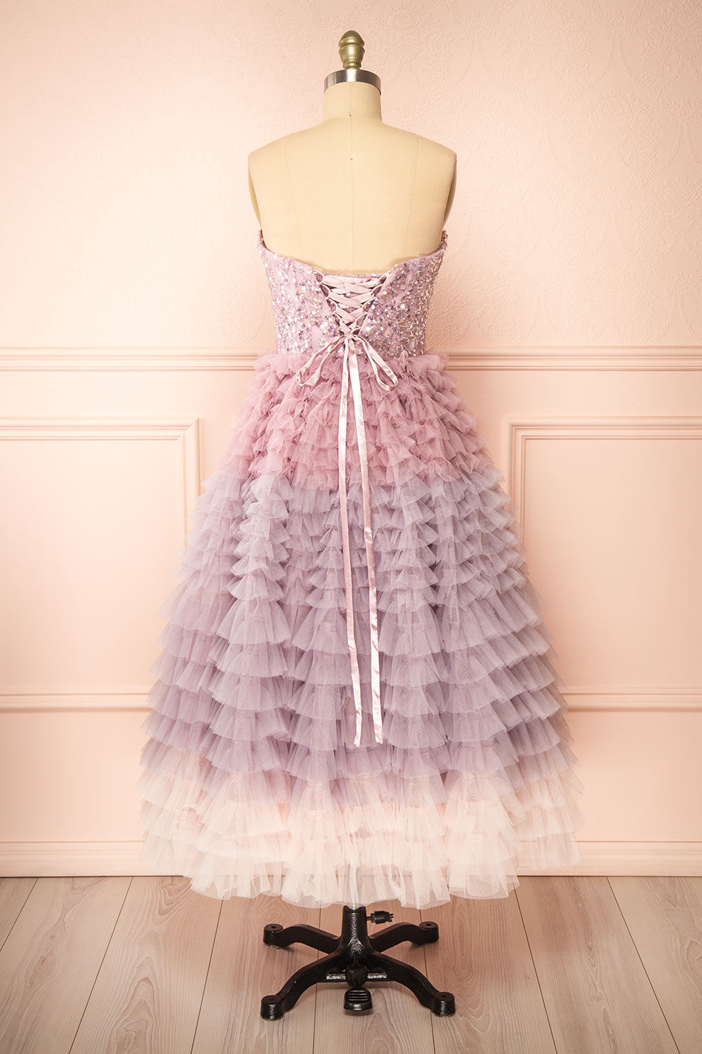 Effy Midi Gown w/ Sequin Corset Top | Boutique 1861 back view