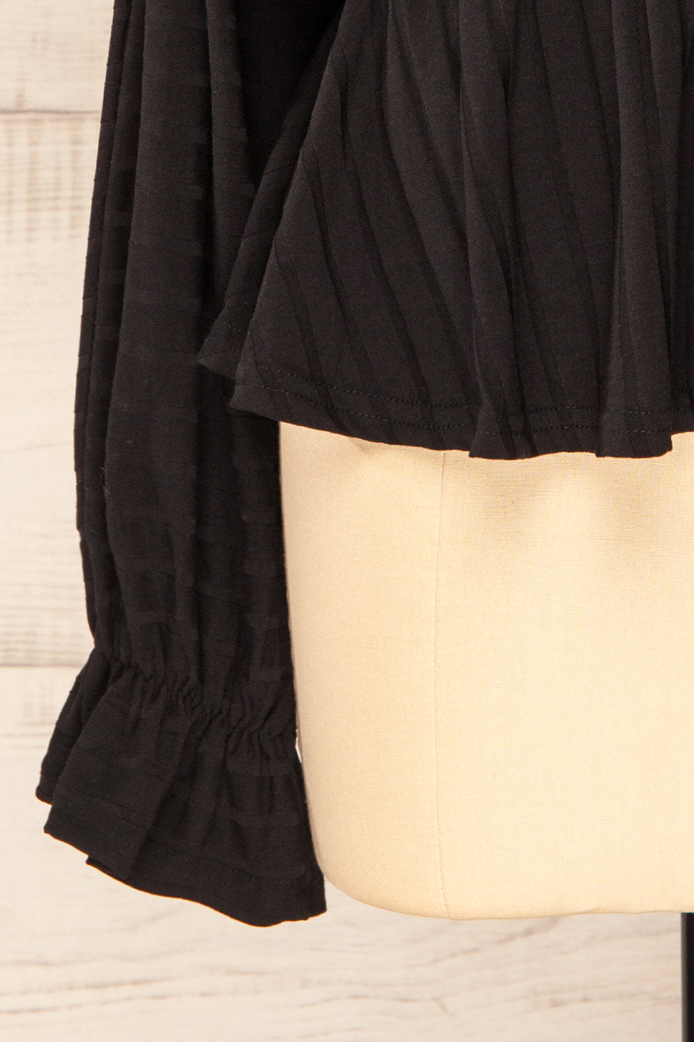 Eilat Black Monochrome Striped Peplum Top | La petite garçonne sleeve