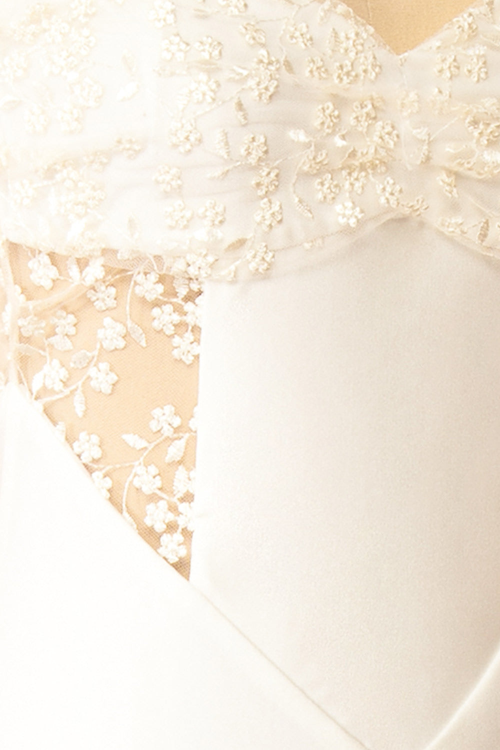 Elaria Ivory Embroidered Fitted Wedding Dress | Boudoir 1861 fabric