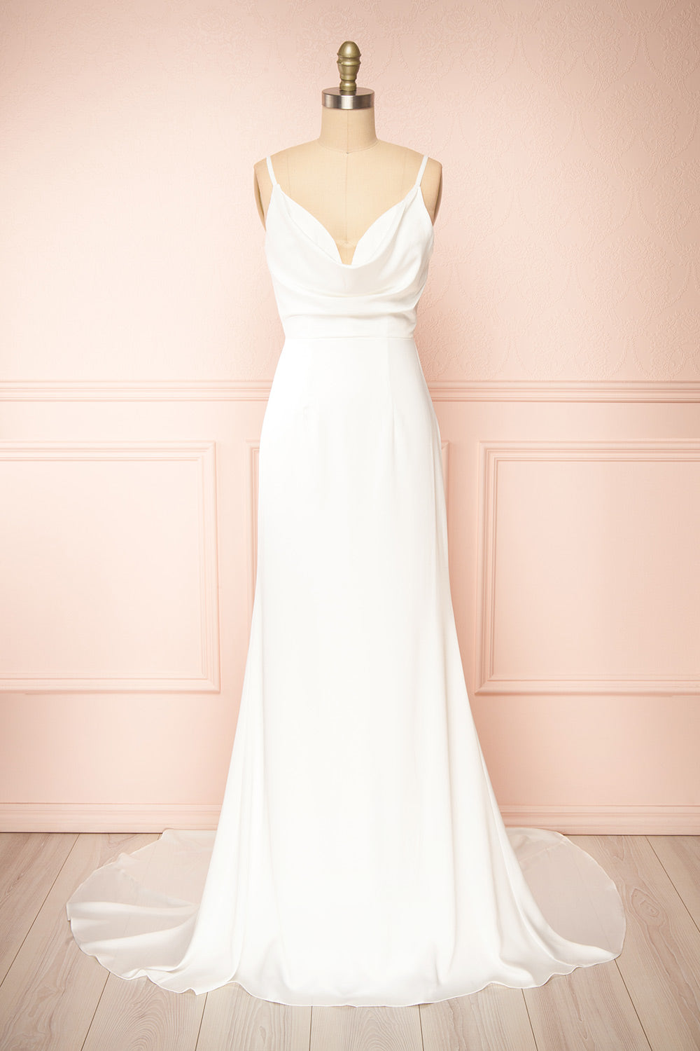 Elarielle | Tie-Back White Cowl Neck Wedding Gown