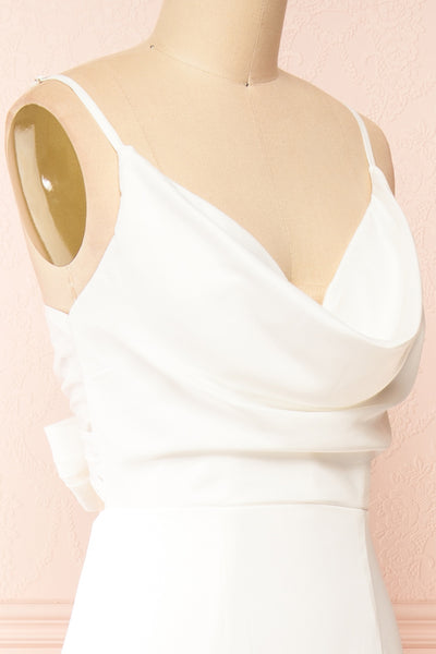 Elarielle | Tie-Back White Cowl Neck Wedding Gown