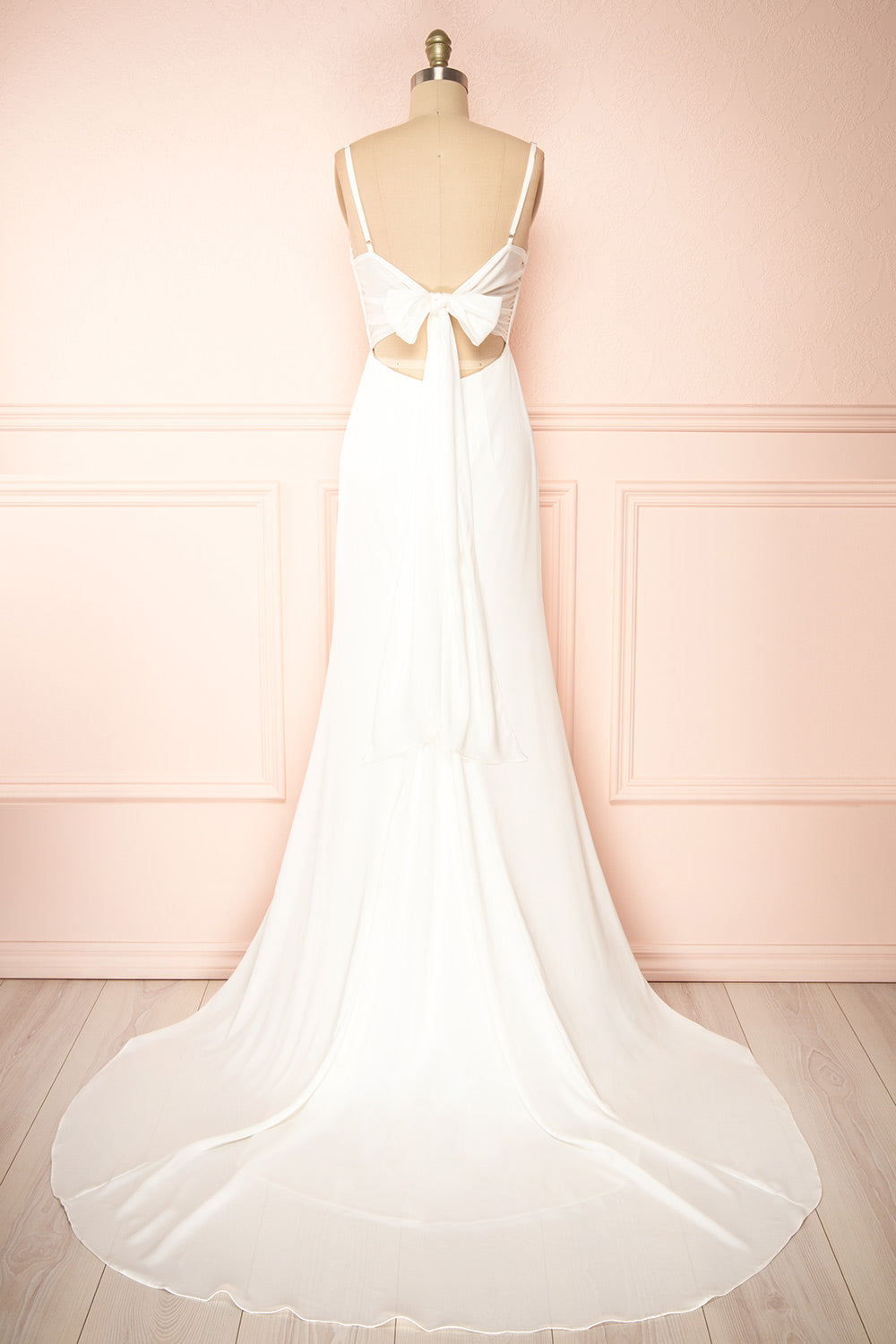 Elarielle | Tie-Back White Cowl Neck Wedding Gown