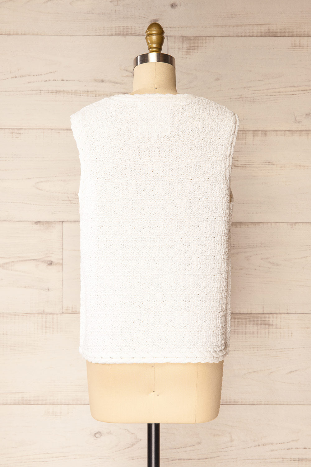 Eldoret Ivory Textured Sleeveless Top | La petite garçonne back view