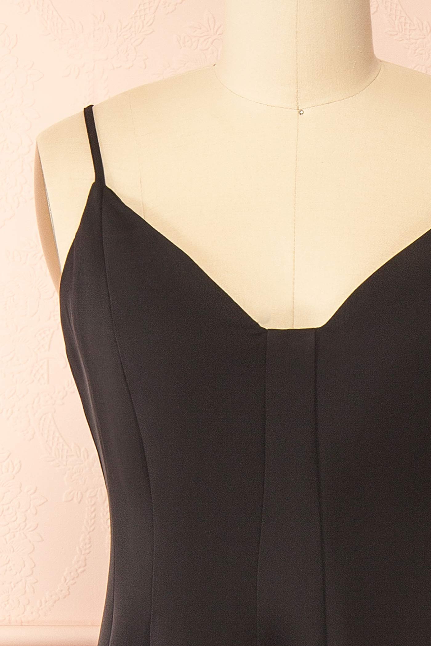 Elektra Black | V-Neck A-Line Midi Dress with Ajustable Strap
