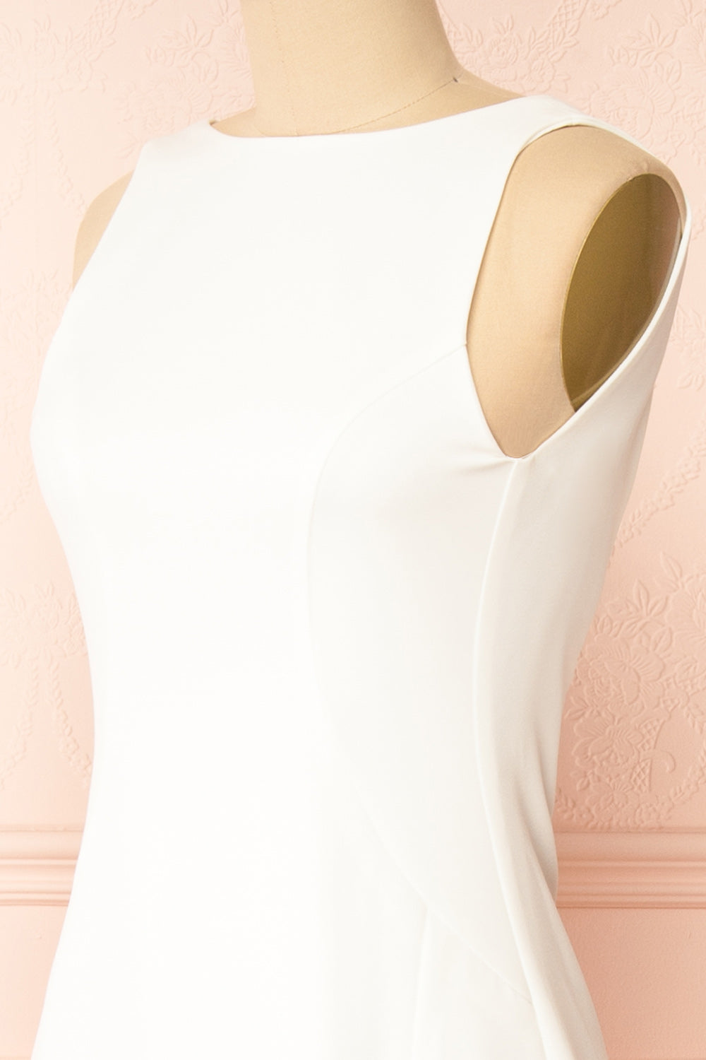 Elenova White High Neck Gown w/ Train | Boudoir 1861 side