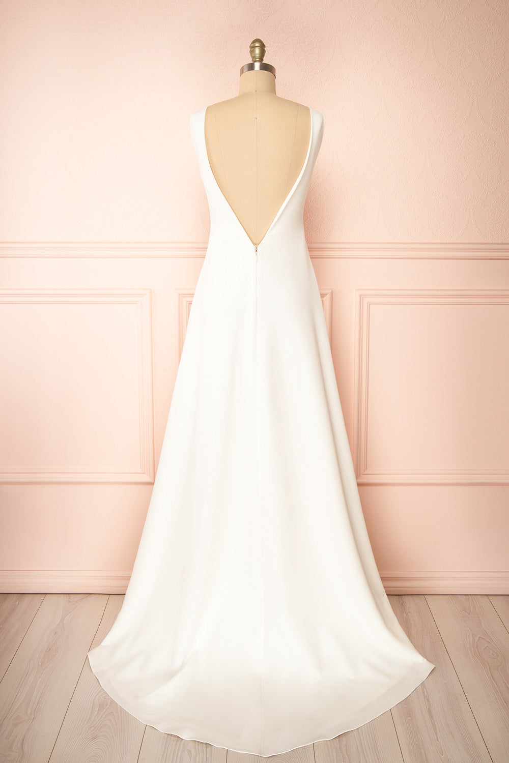 Elenova White High Neck Gown w/ Train | Boudoir 1861 back view