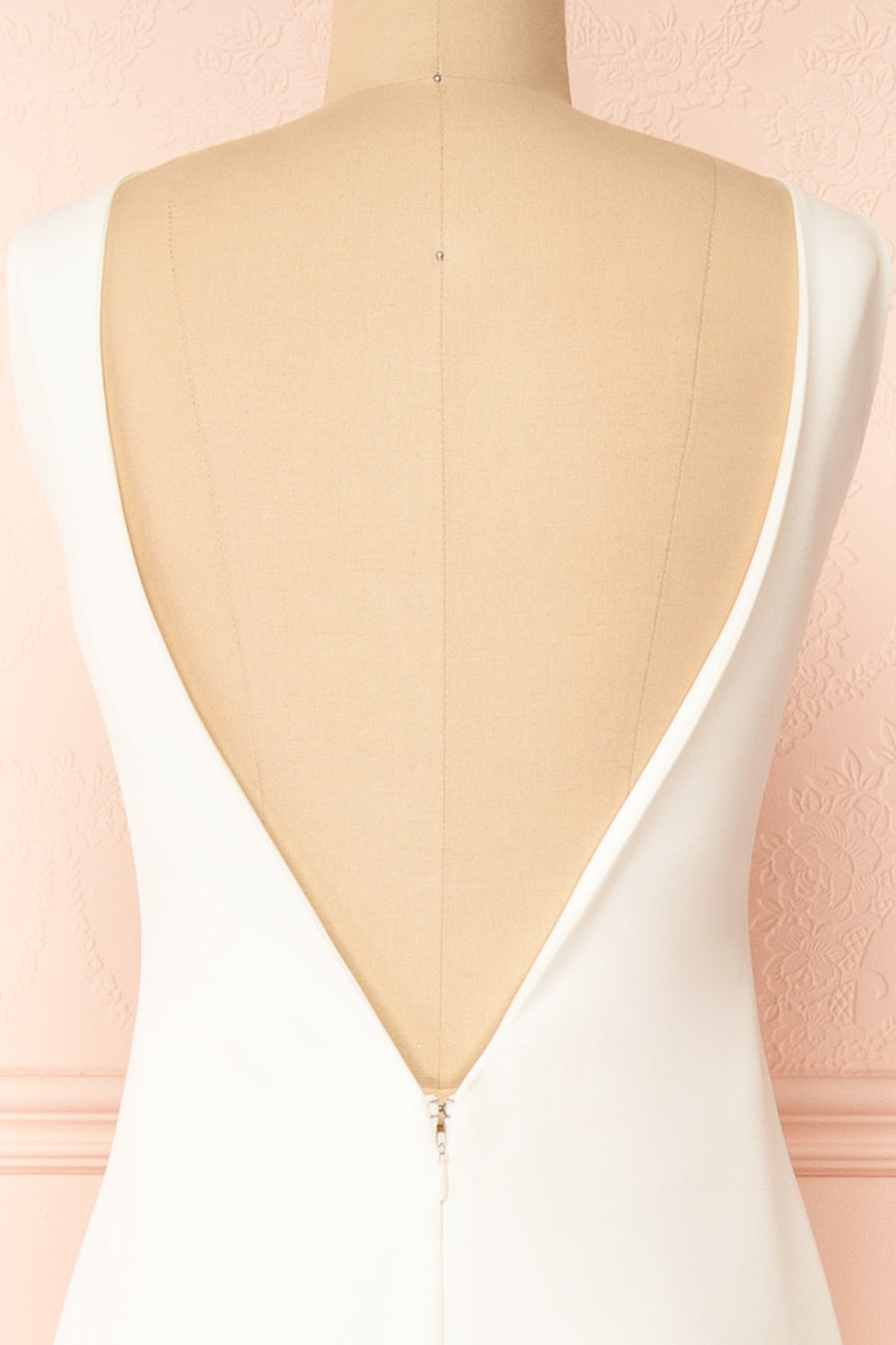 Elenova White High Neck Gown w/ Train | Boudoir 1861 back