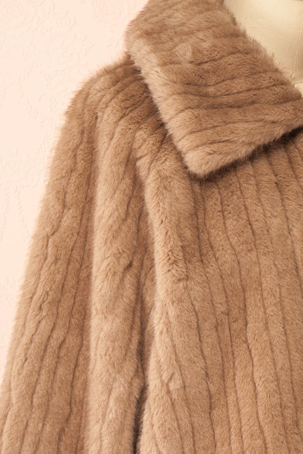 Elida Caramel Short Fake Fur Coat | Boudoir 1861 side view