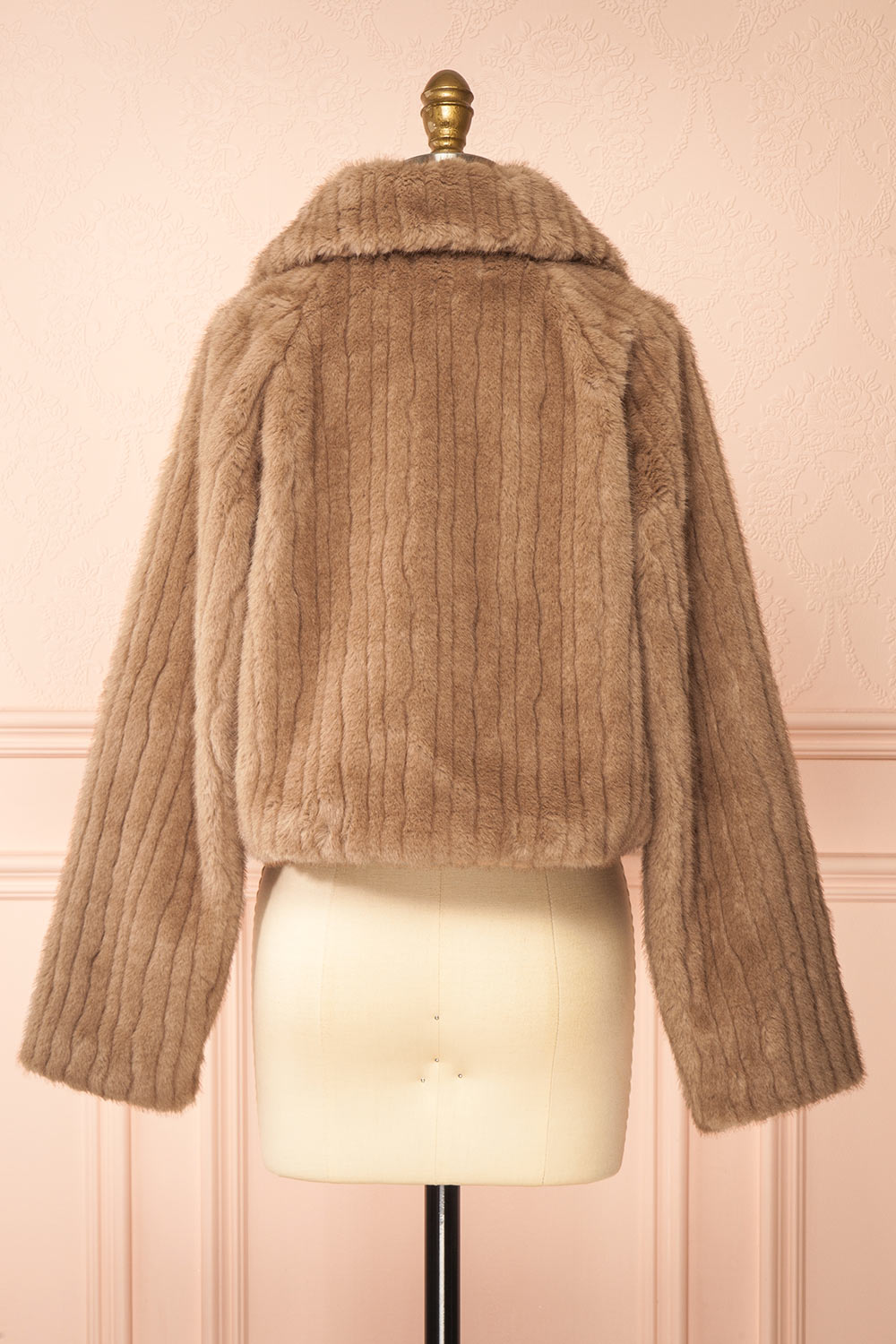 Elida Caramel Short Fake Fur Coat | Boudoir 1861 back view