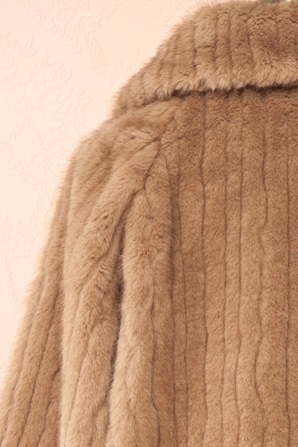 Elida Caramel Short Fake Fur Coat | Boudoir 1861 back