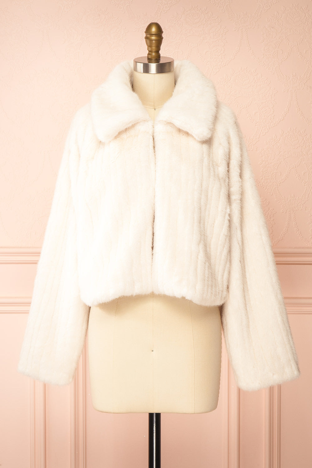 Elida Ivory Short Fake Fur Coat | Boudoir 1861 front view