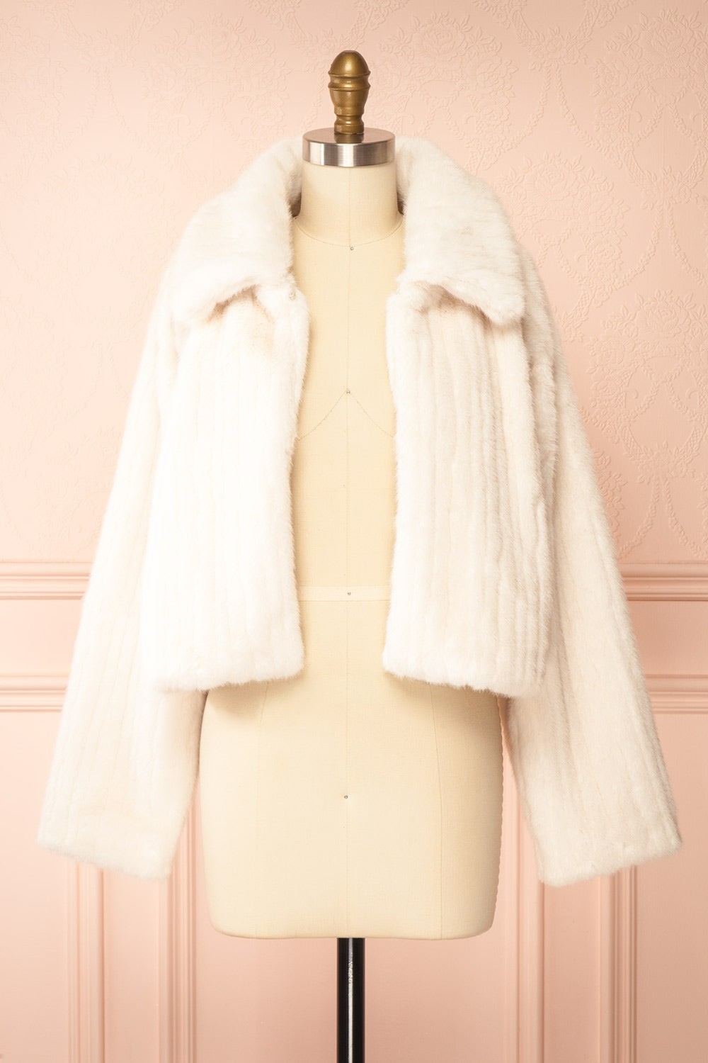 Elida Ivory Short Fake Fur Coat | Boudoir 1861 open view