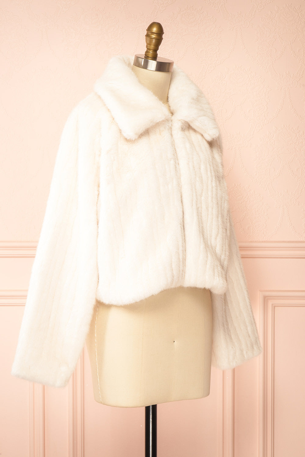 Elida Ivory Short Fake Fur Coat | Boudoir 1861 side view