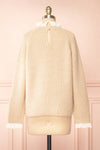Eliona Beige Knit Sweater w/ Embroidered Openwork Collar | Boutique 1861 back view