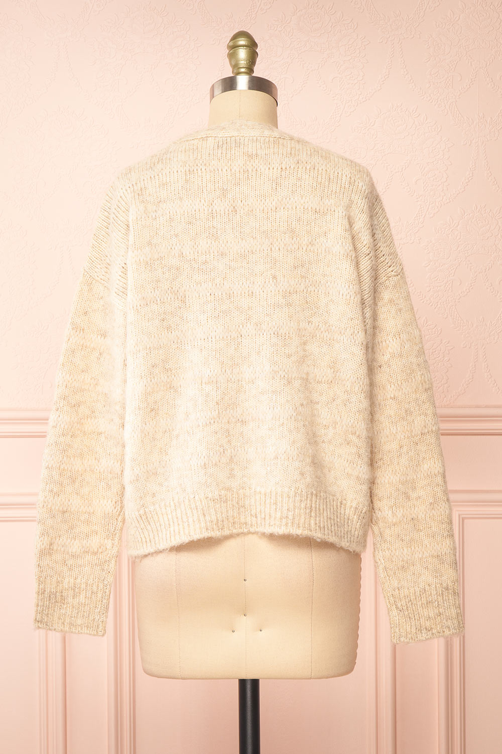 Elirian Beige Button-Up Knit Cardigan | Boutique 1861 back view