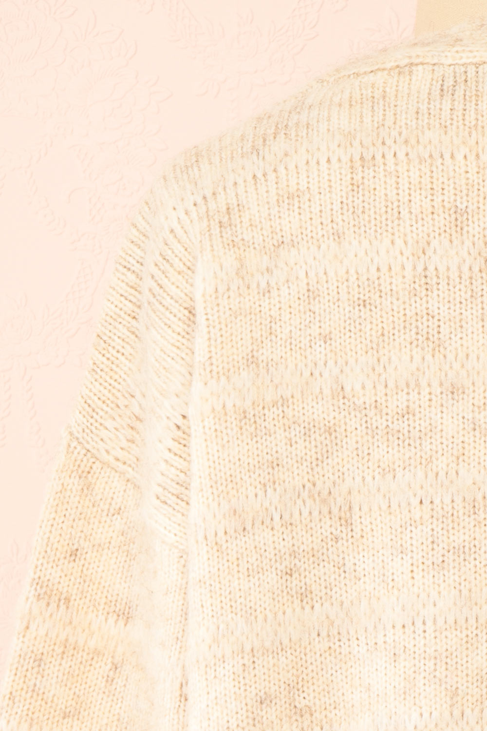 Elirian Beige Button-Up Knit Cardigan | Boutique 1861 back close-up