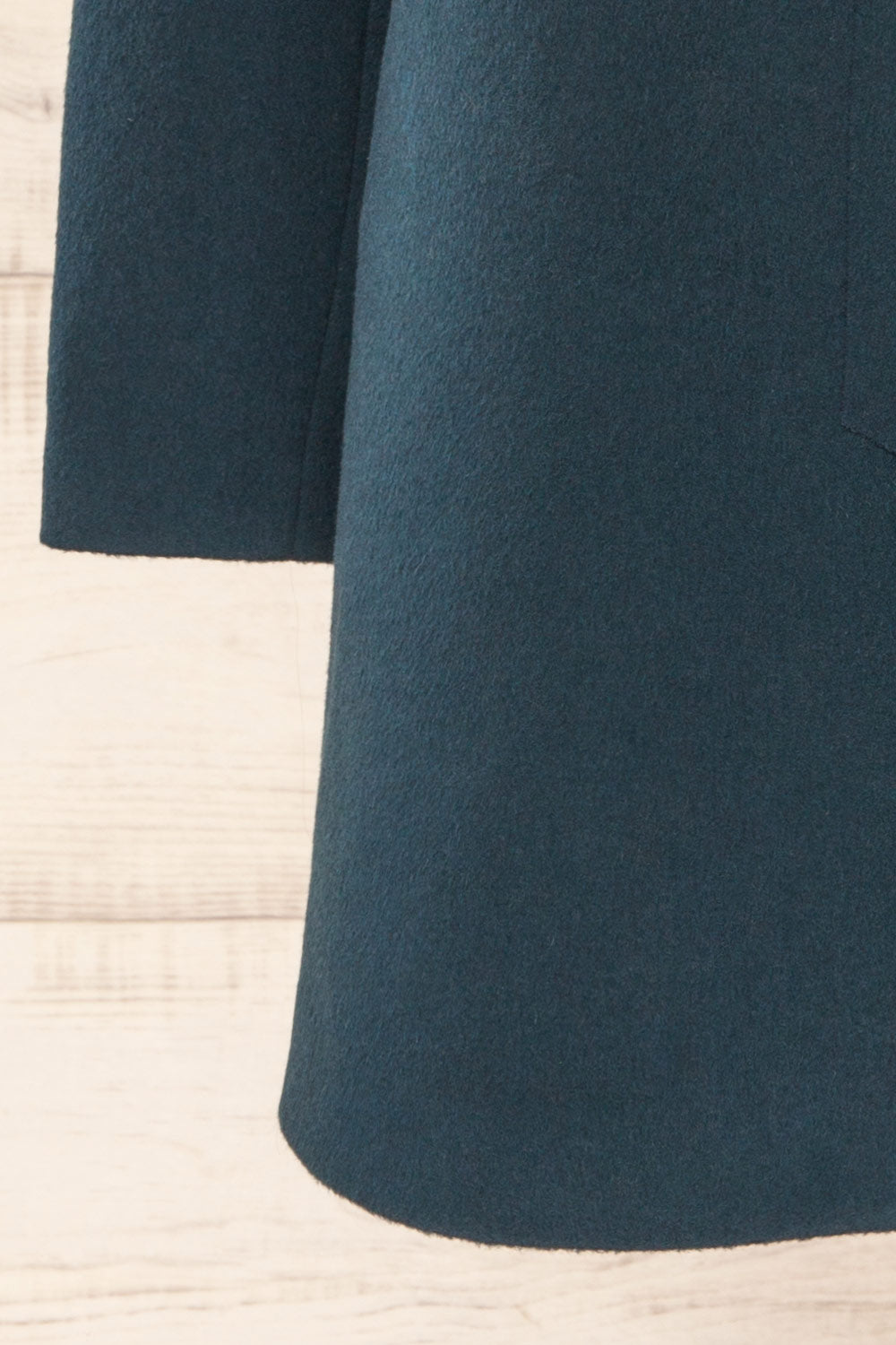 Ellisa Teal Short Wool Coat | La petite garçonne sleeve