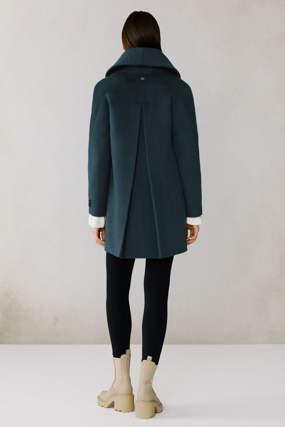 Ellisa Teal Short Wool Coat | La petite garçonne back model