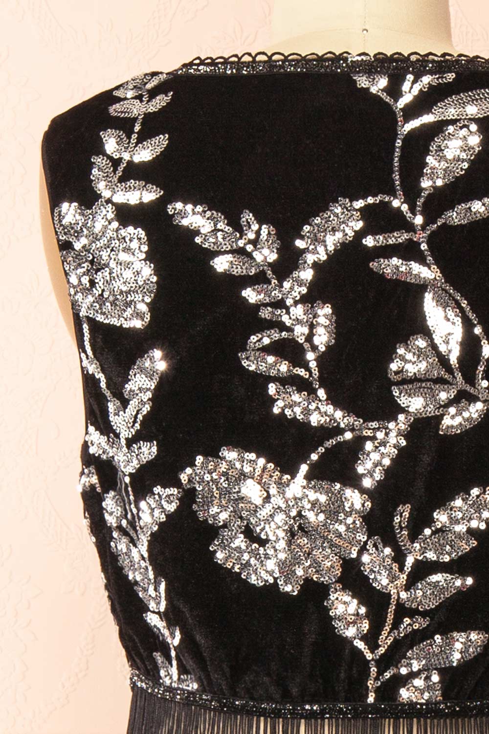 Elna Black Velvet Vest with Fringes | Boutique 1861 back