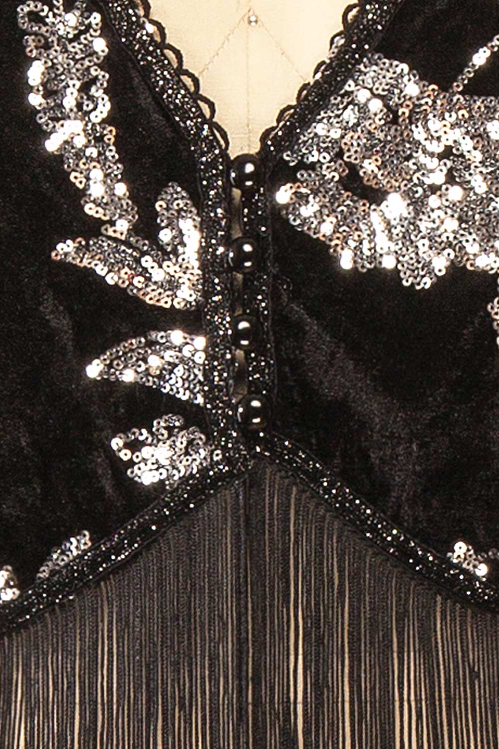 Elna Black Velvet Vest with Fringes | Boutique 1861 fabric