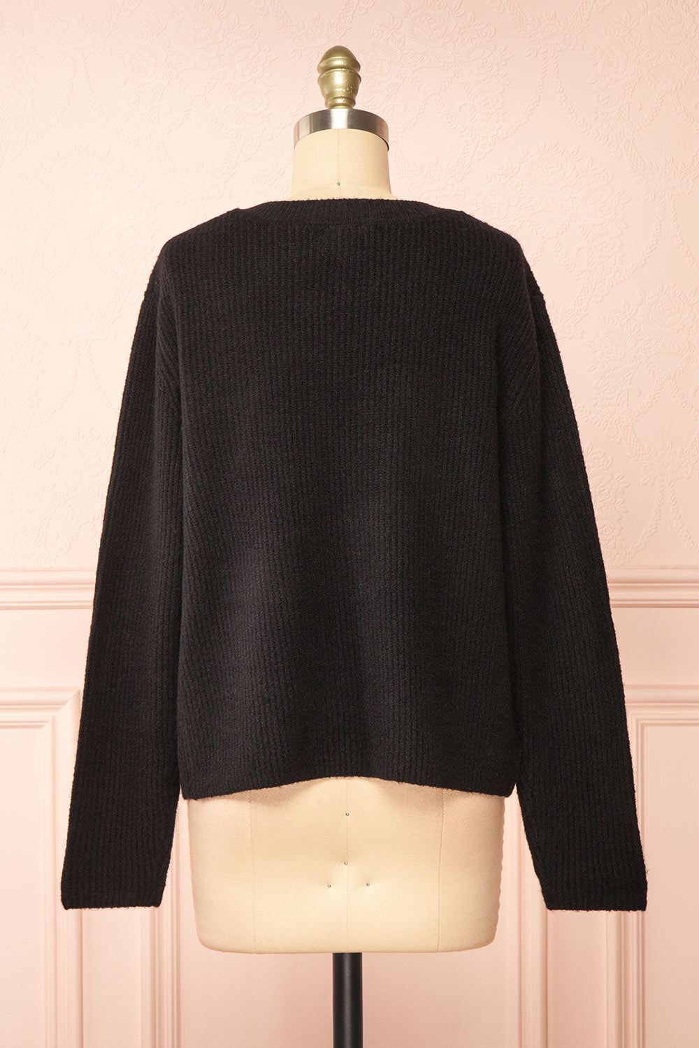 Elpida Black Knit Cardigan w/ Bows | Boutique 1861 back view