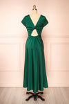 Elyrina Green Maxi Satin Dress w/ Back Opening | Boutique 1861  back view