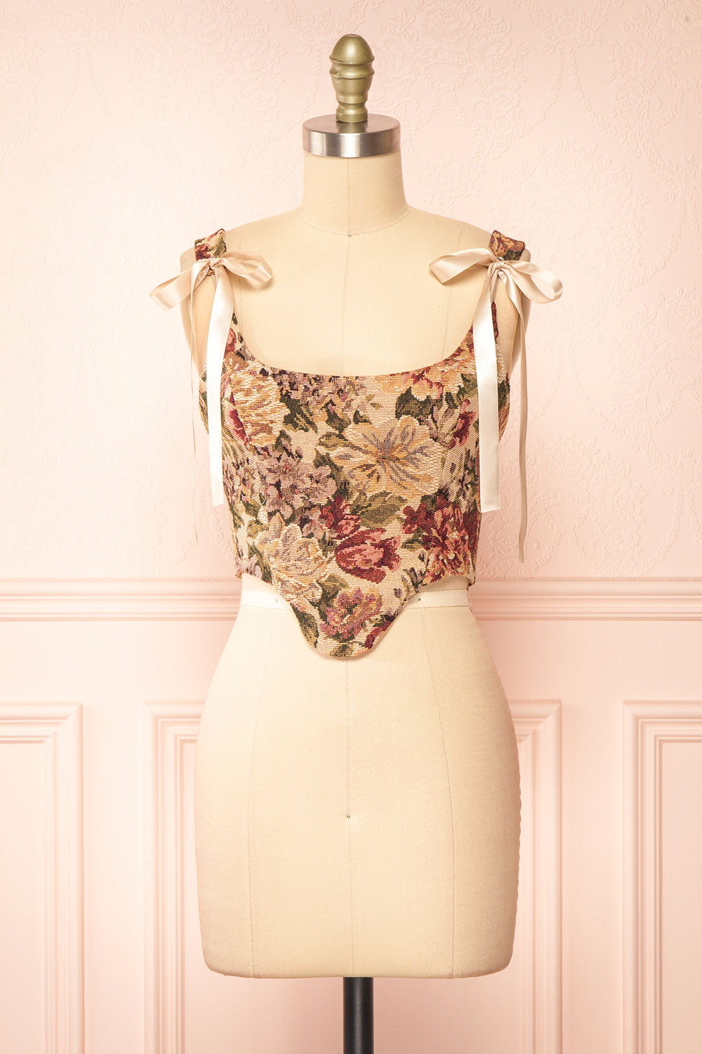 Elysane Jacquard Cropped Corset Top | Boutique 1861 front view