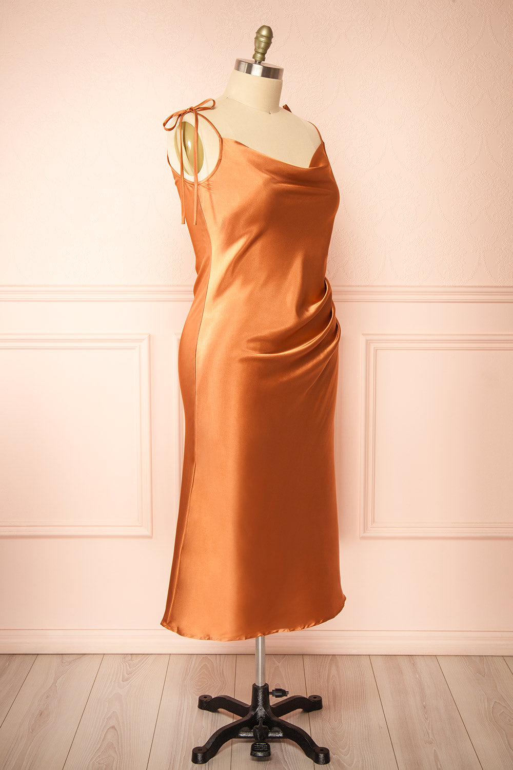Elyse Rust Cowl Neck Midi Dress | Boutique 1861 side plus size