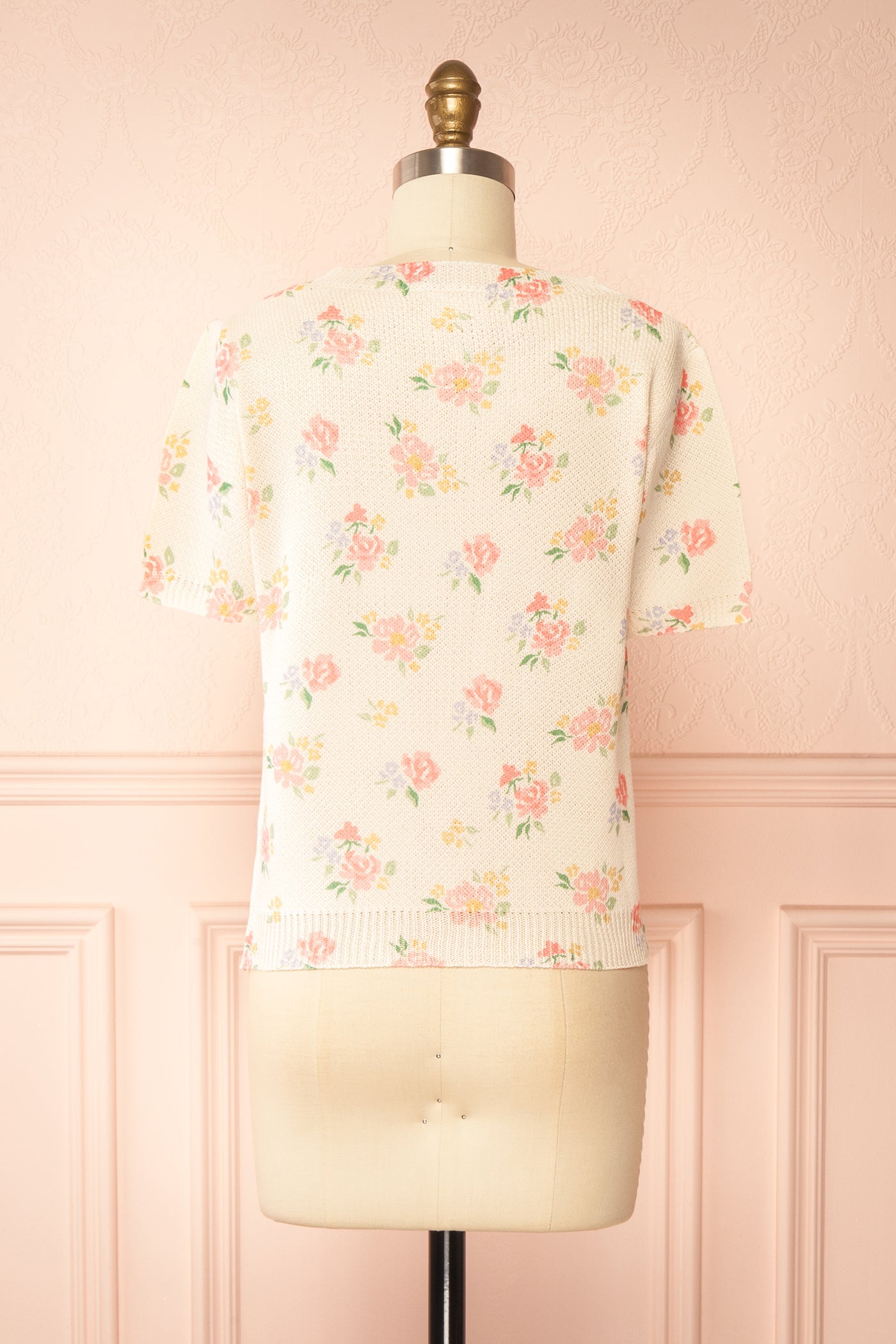 Elysera | Floral Knit Short Sleeve Top