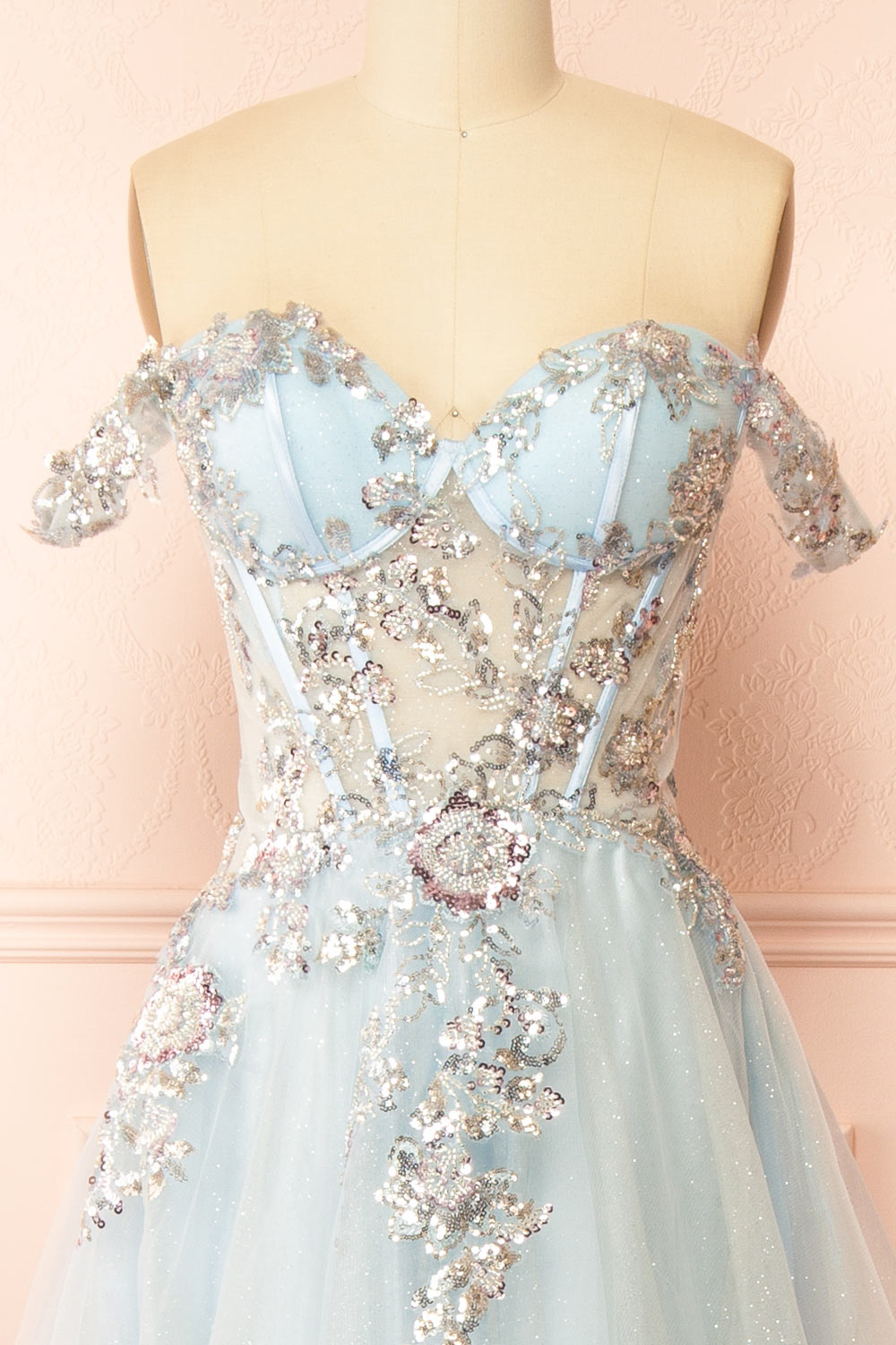 Emerie Blue Translucent A-Line Corset Dress | Boutique 1861 front