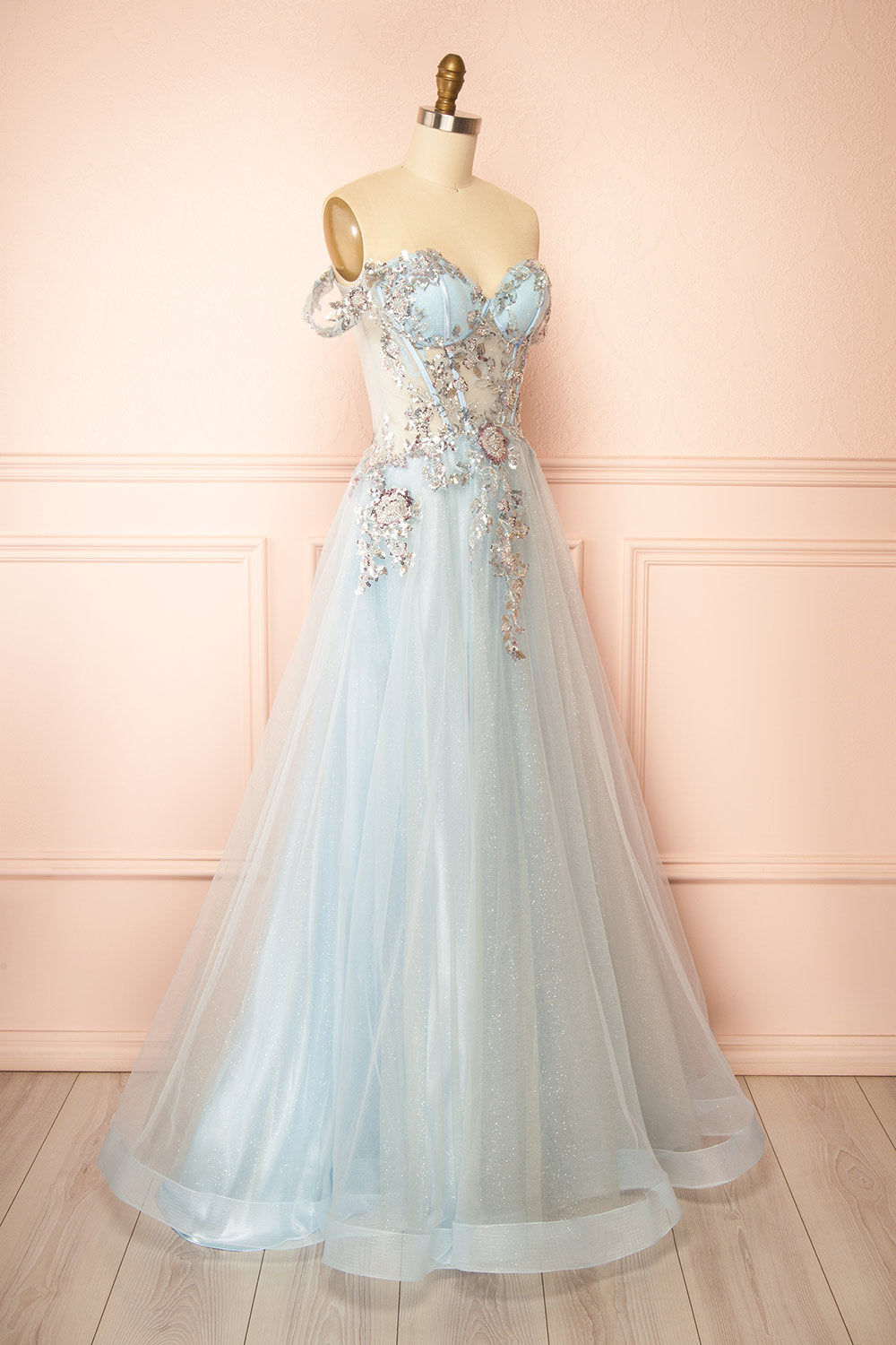 Emerie Blue Translucent A-Line Corset Dress | Boutique 1861 side view