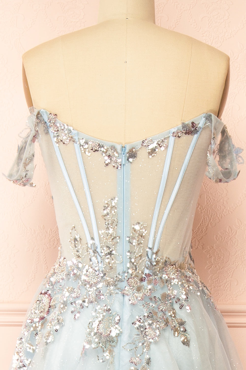 Emerie Blue Translucent A-Line Corset Dress | Boutique 1861 back