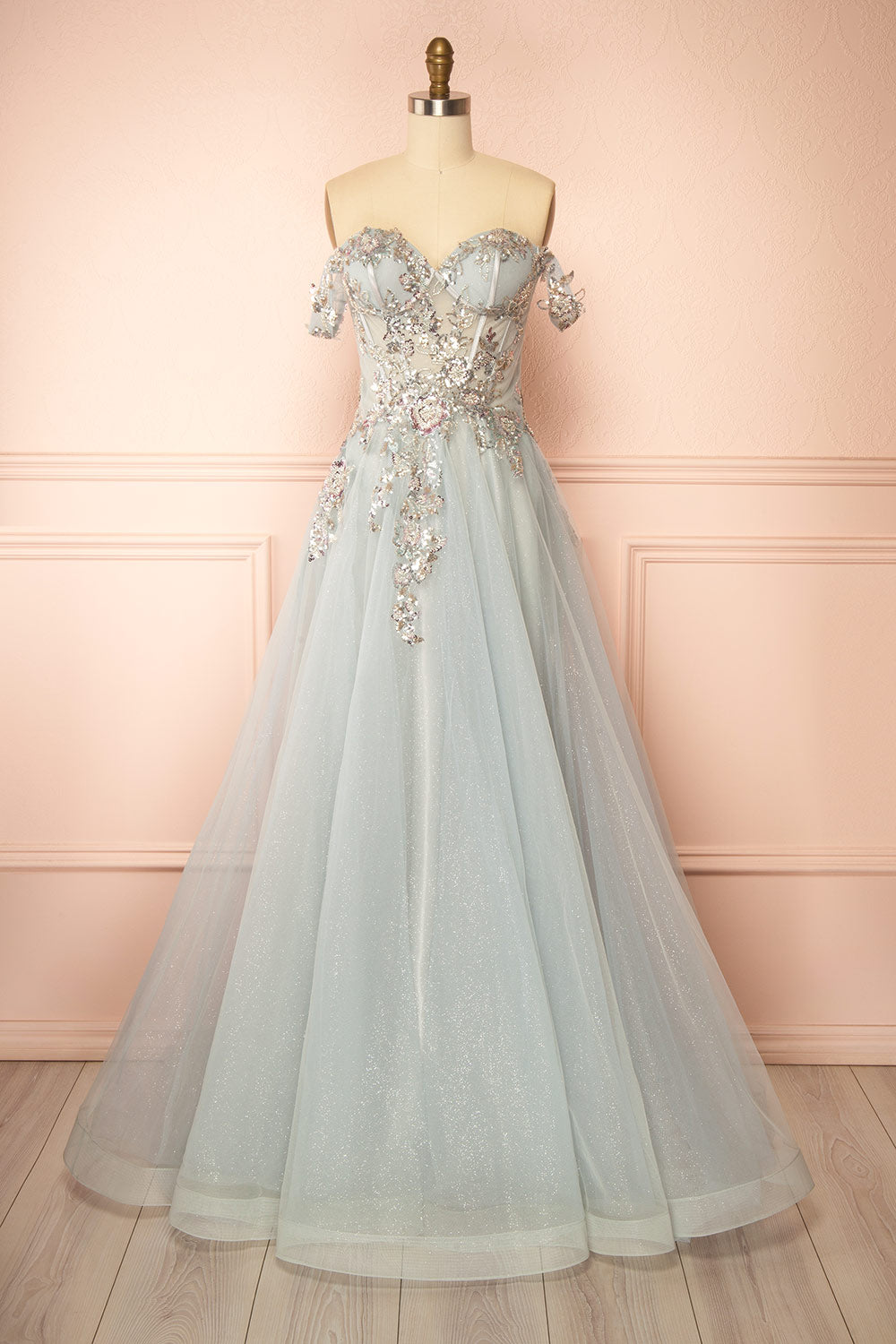 Emerie Sage Translucent A-Line Corset Dress | Boutique 1861 front view