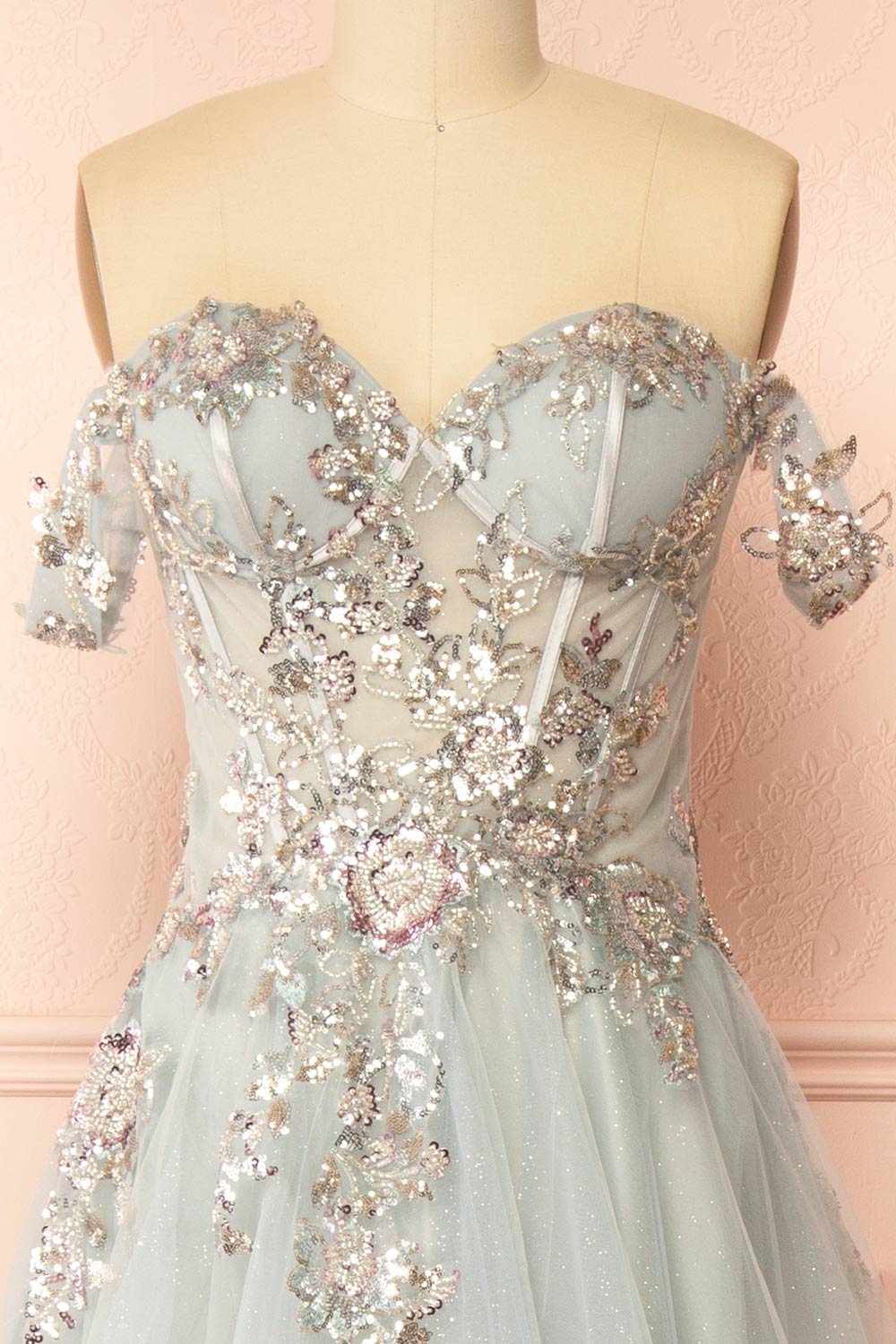 Emerie Sage Translucent A-Line Corset Dress | Boutique 1861 front