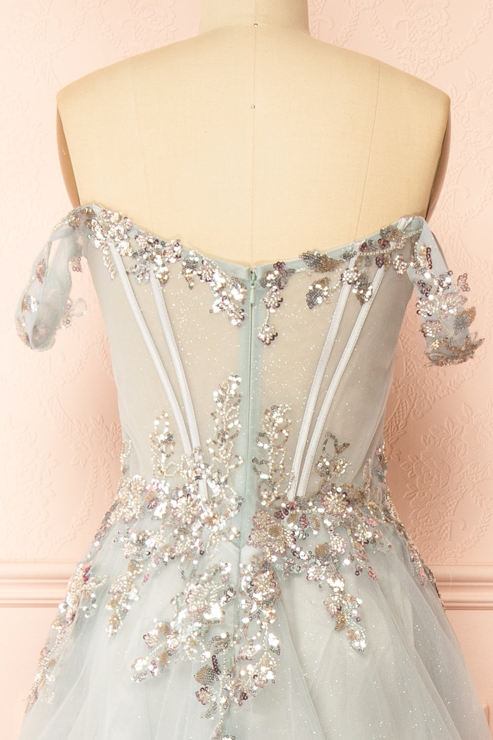 Emerie Sage Translucent A-Line Corset Dress | Boutique 1861 back