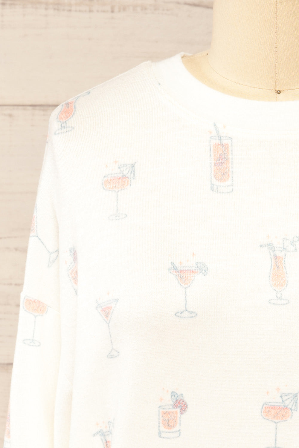 Emery Ivory Sweater w/ Cocktails Print | La petite garçonne front