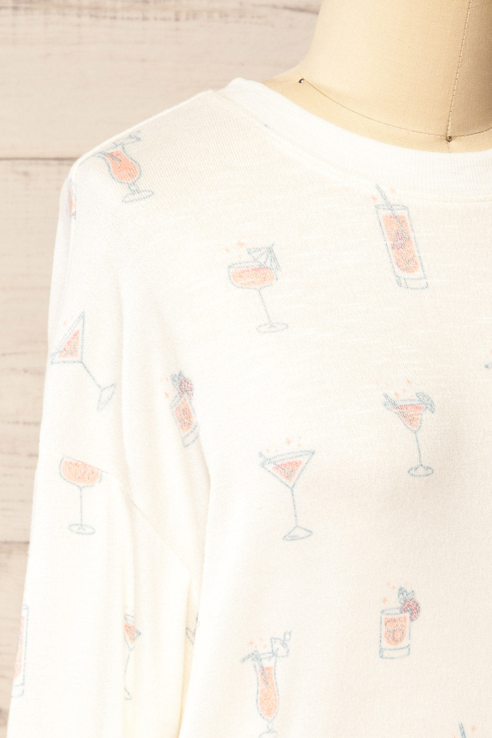 Emery Ivory Sweater w/ Cocktails Print | La petite garçonne side