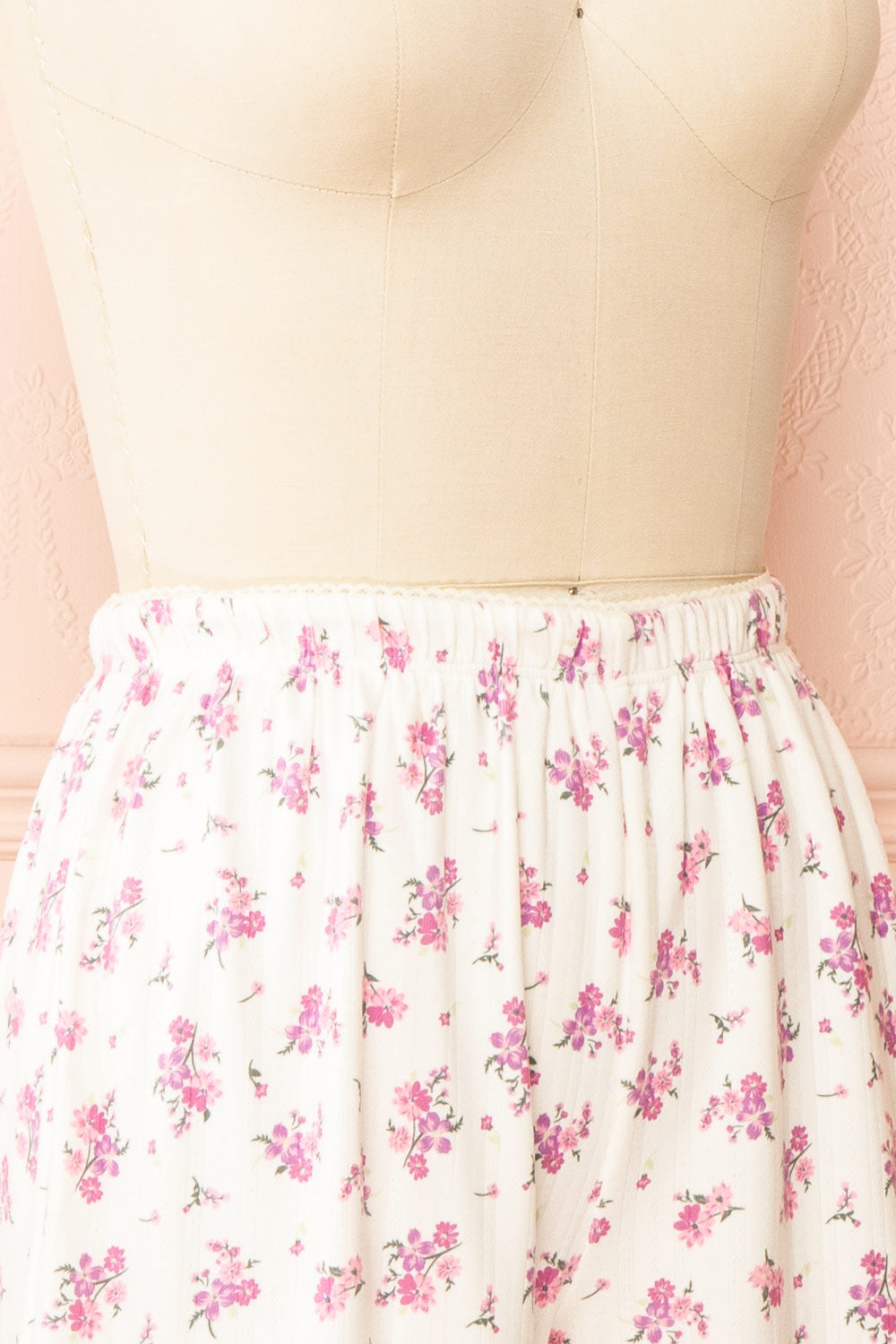 Emmalia White Pyjama Shorts w/ Floral Print | Boutique 1861 side