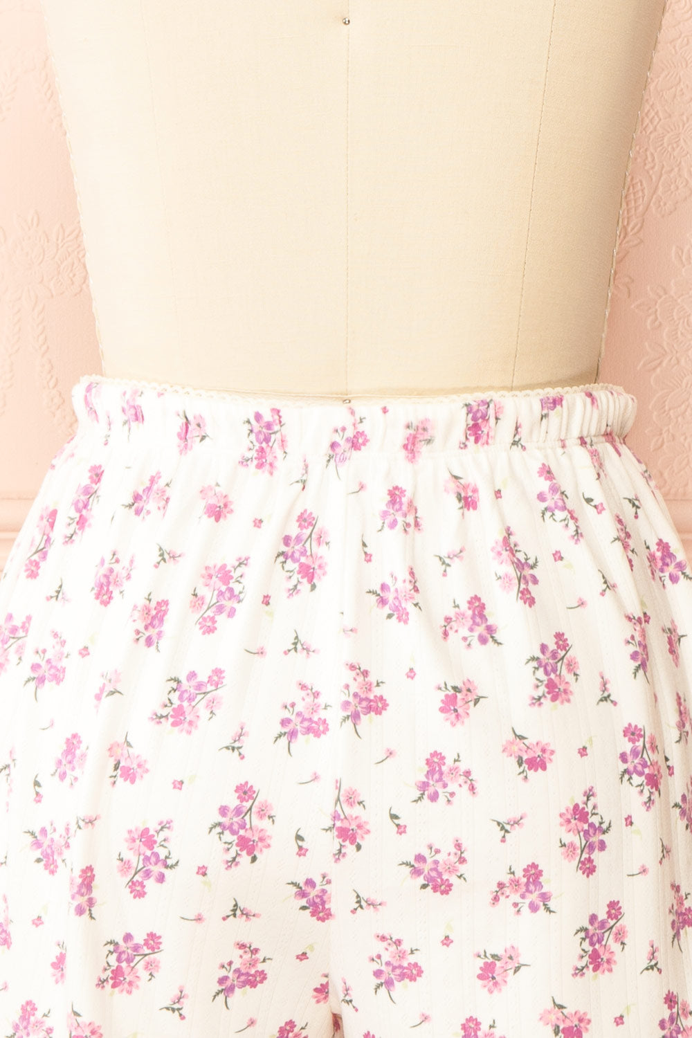 Emmalia White Pyjama Shorts w/ Floral Print | Boutique 1861 back