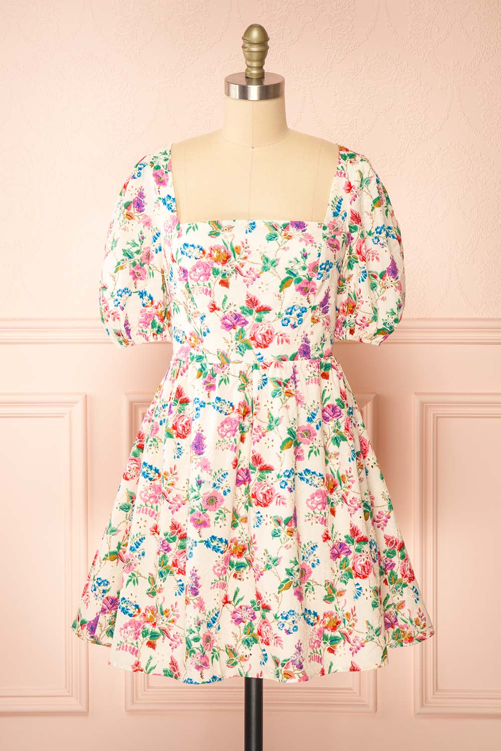 Emmelie Colourful Floral Babydoll Dress | Boutique 1861 front view