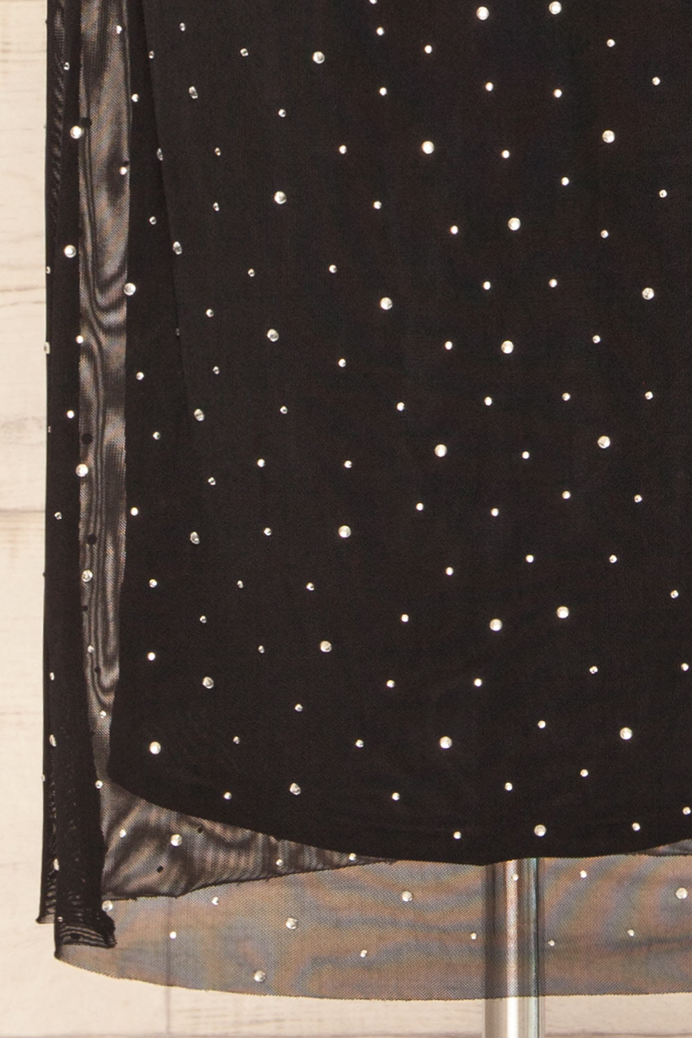 Ensenada Black Fitted Ruched Dress w/ Crystals | La petite garçonne bottom