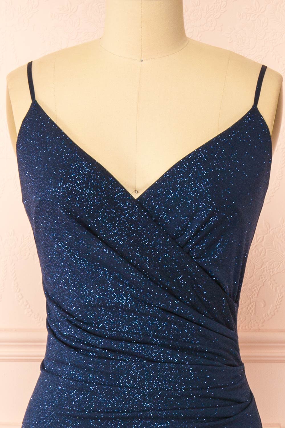 Enyra Navy Sparkling Dress w/ Wrapped Bodice | Boutique 1861 front