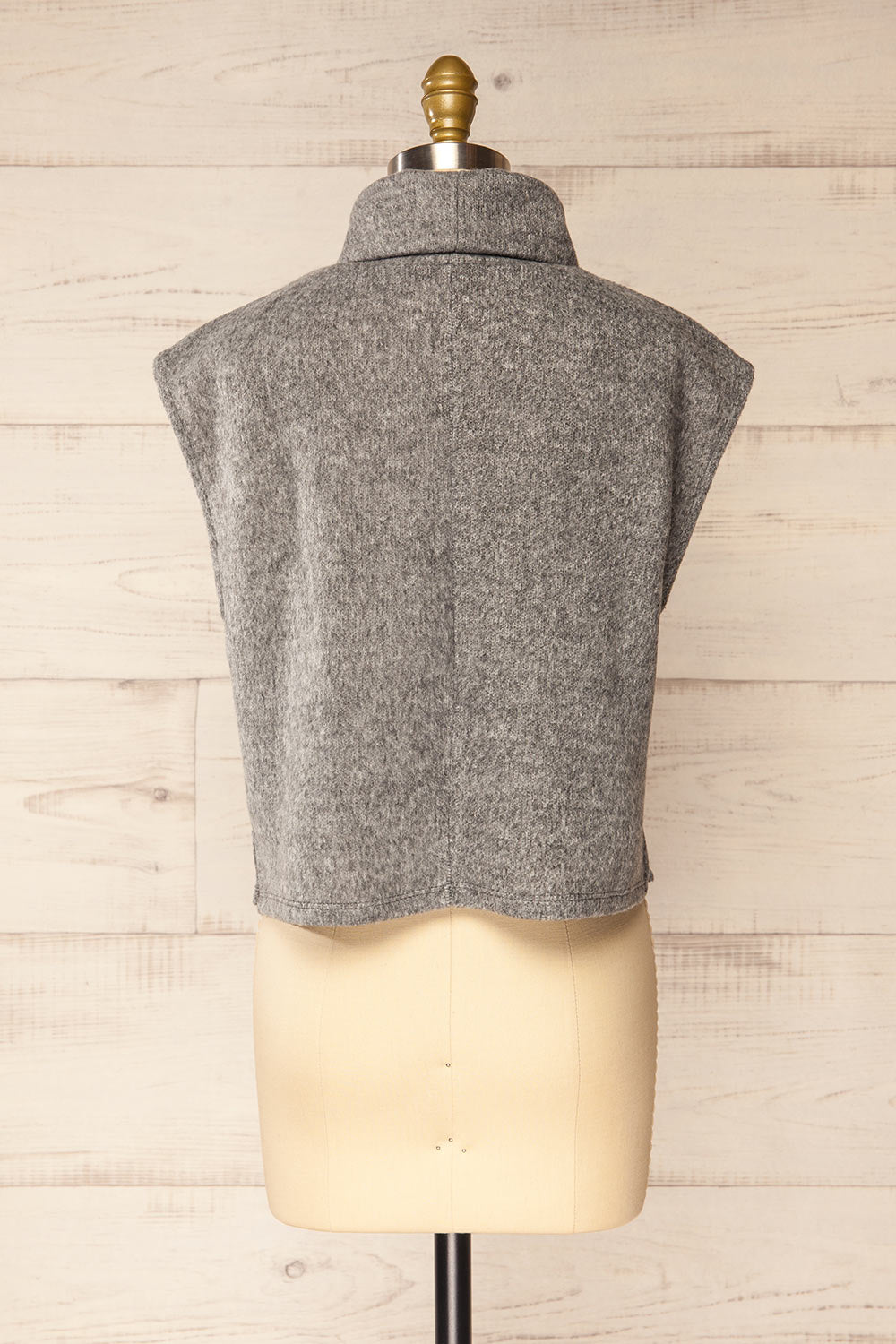 Epernay Grey Sleeveless Turtleneck Top | La petite garçonne back view