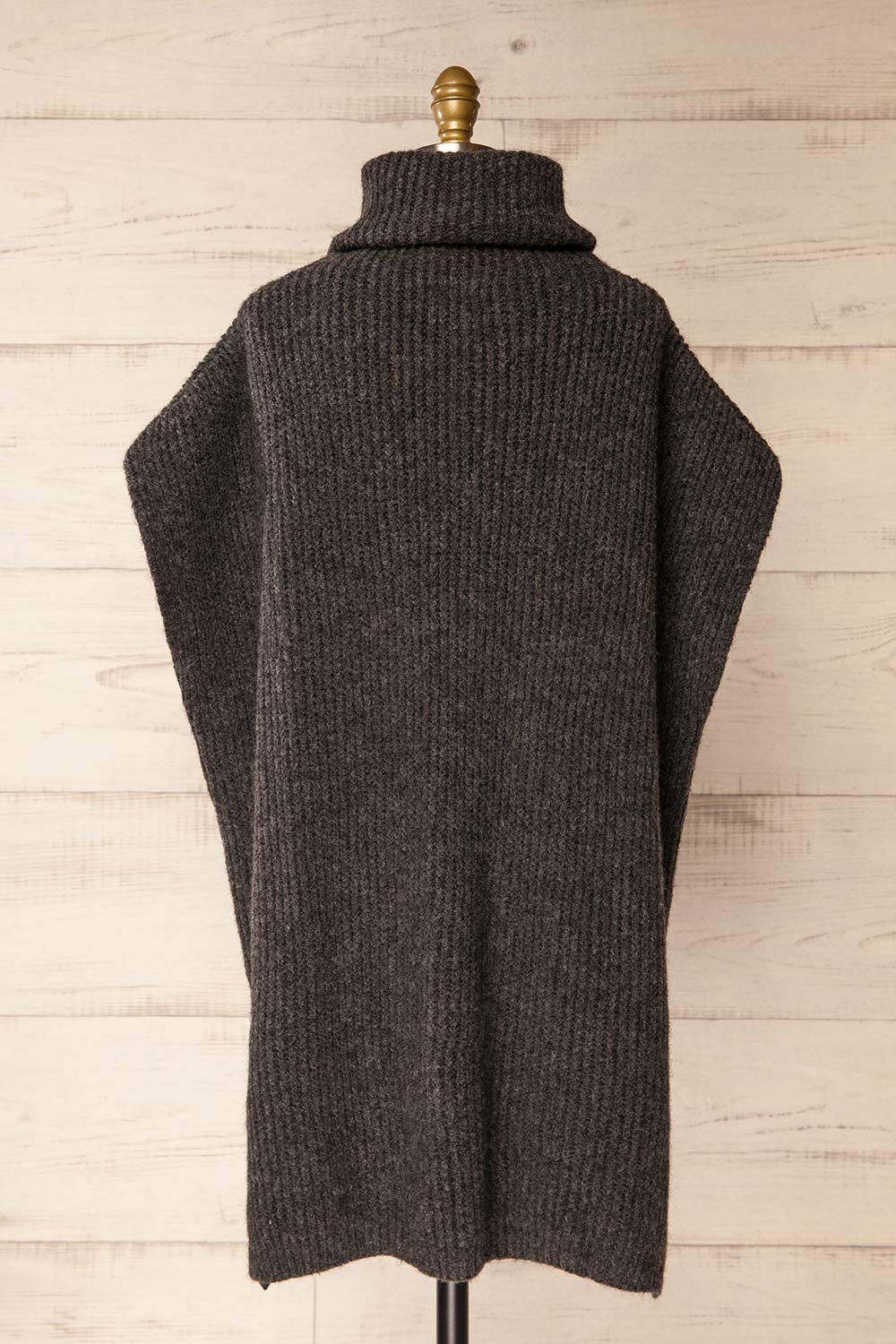 Erzurum Grey Knit Turtleneck Poncho | La petite garçonne back view