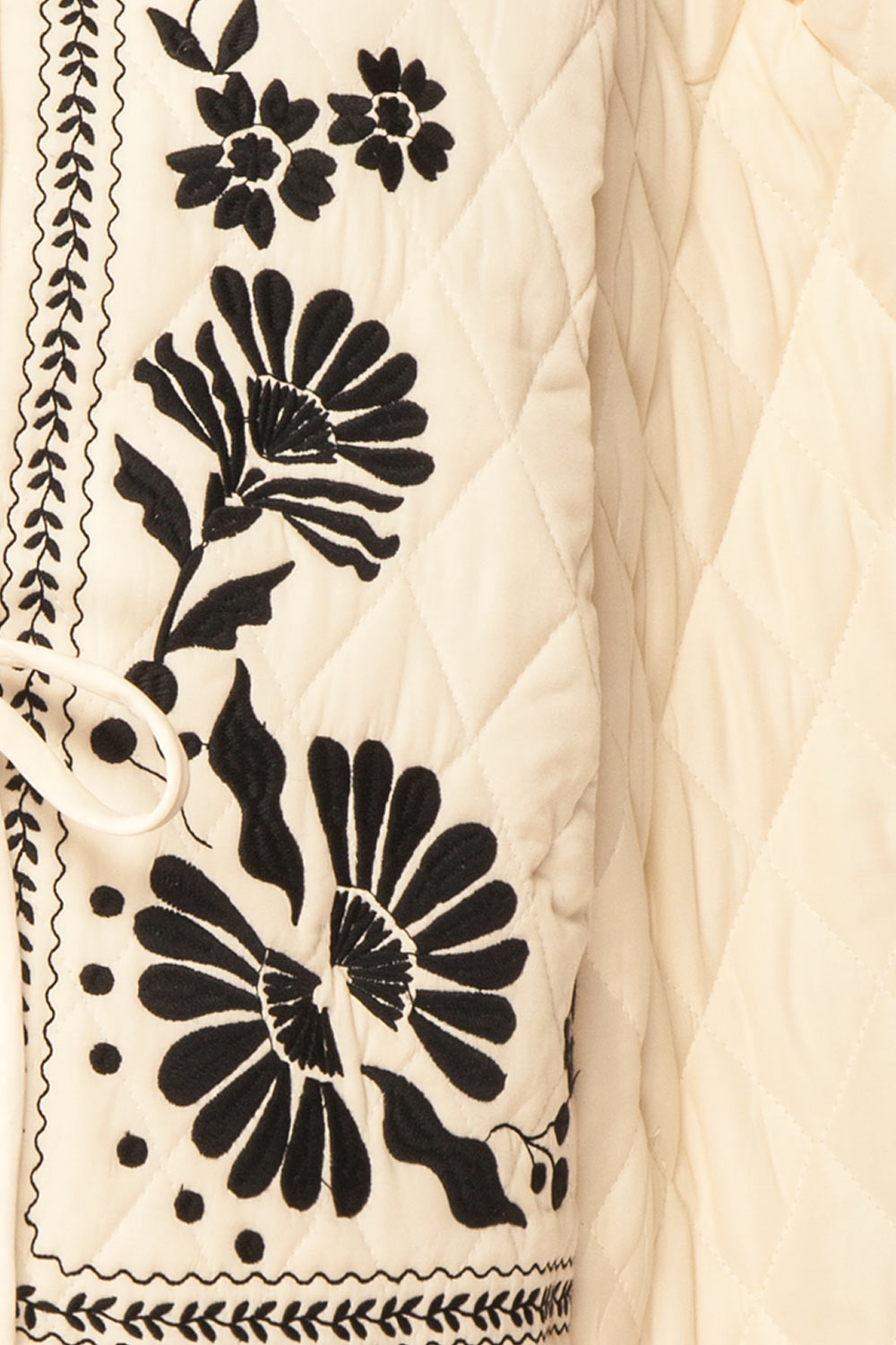 Esmeray Floral Embroidered Beige Jacket | La petite garçonne fabric