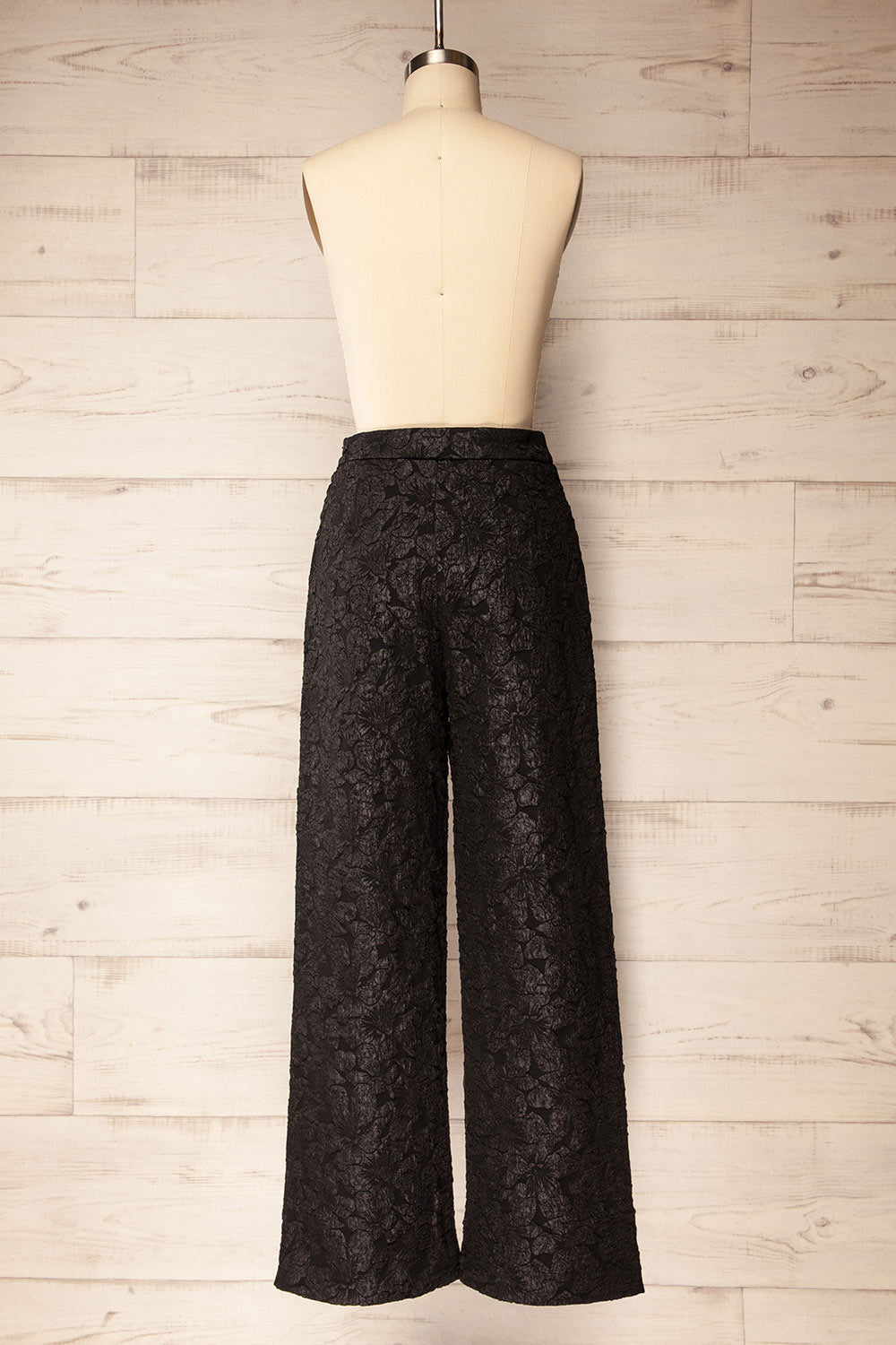 Essex Black Textured Wide-Leg Pants | La petite garçonne back view