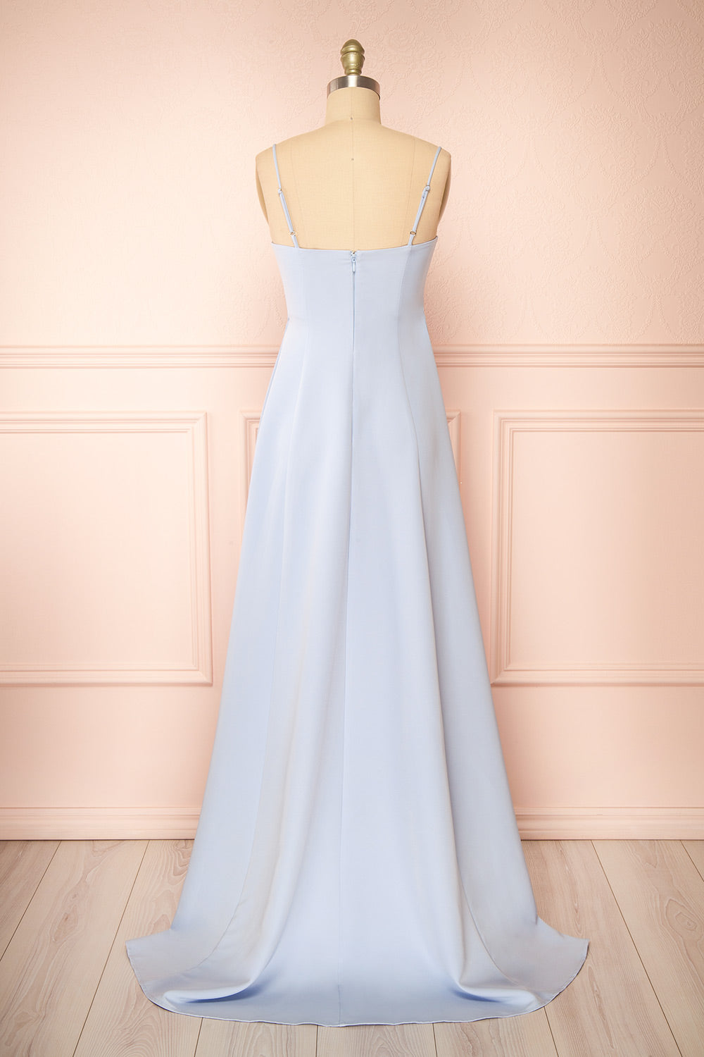 Estella Blue Maxi A-line Dress w/ Slit | Boudoir 1861 back view